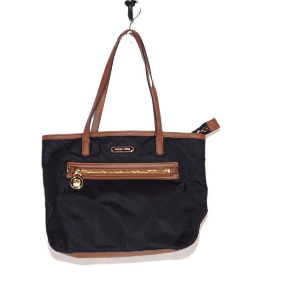 Michael Kors Kempton Nylon Shoulder Bag with Brown Leather Trim/Smaller size EUC